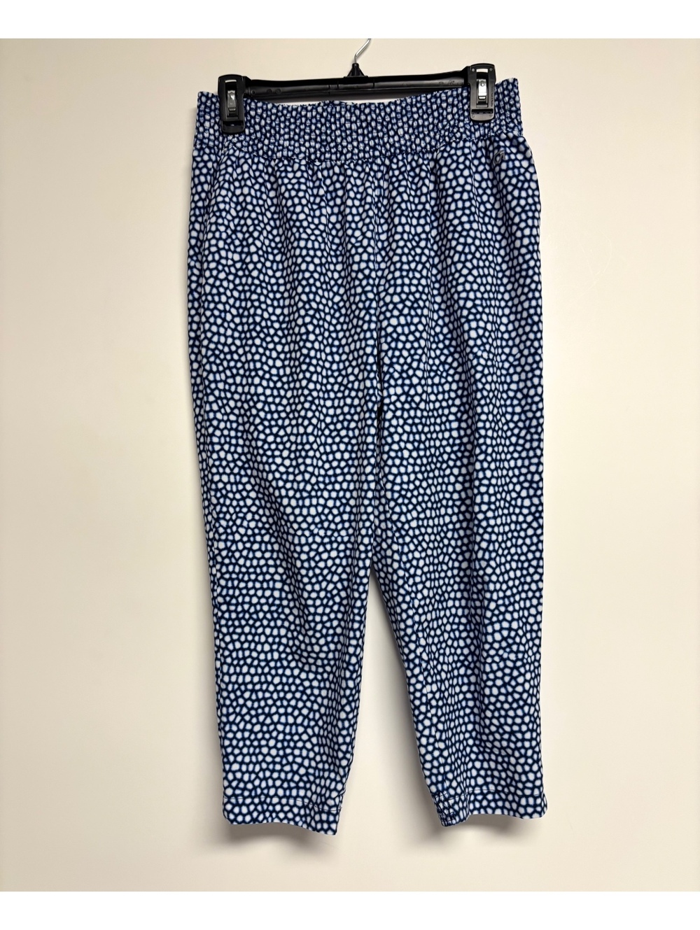 GapFit Women’s Small Blue White Print Smocked Waist Cropped Jogger Pants